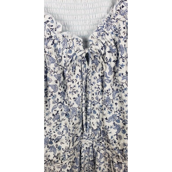 Old Navy Women Tier Dress 4X Smock Blue Babydoll Paisley Floral Peasant Cottage - Picture 3 of 7